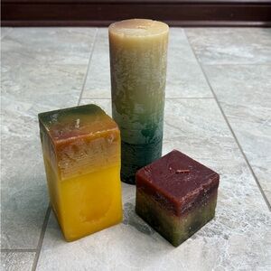 Decorative Multicolor Pillar and Block Candle Set